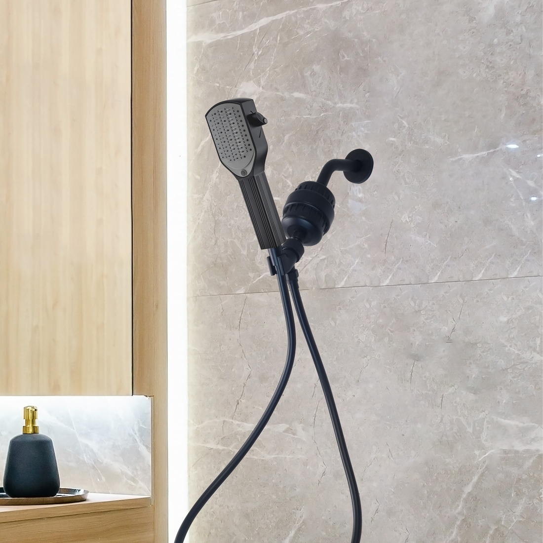 Detangler Comb Showerhead Complete Shower Kit