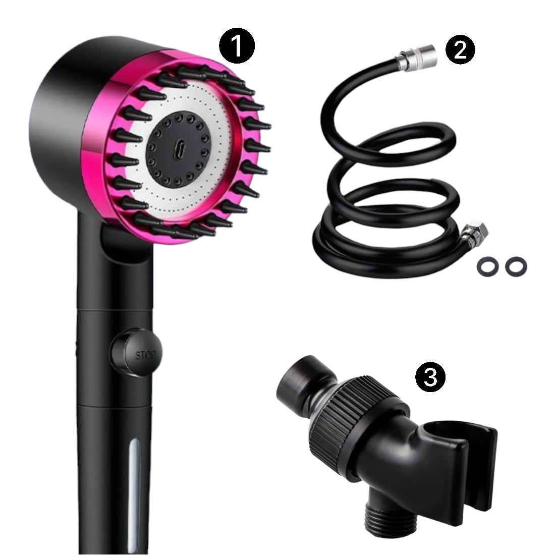 Ultimate Shower Massage Shower Head Shower Essentials Kit Fuchsia